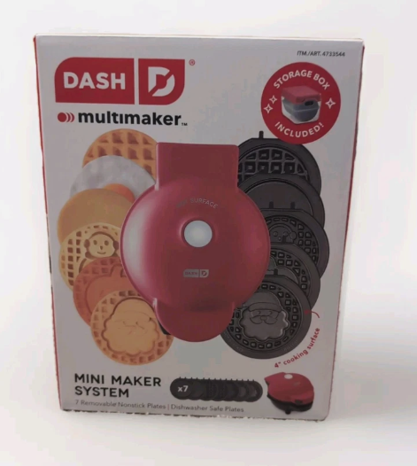 DASH Multimaker with 7 Removable Plates + Storage Box – Waffle Iron & Griddle with Festive Holiday Designs