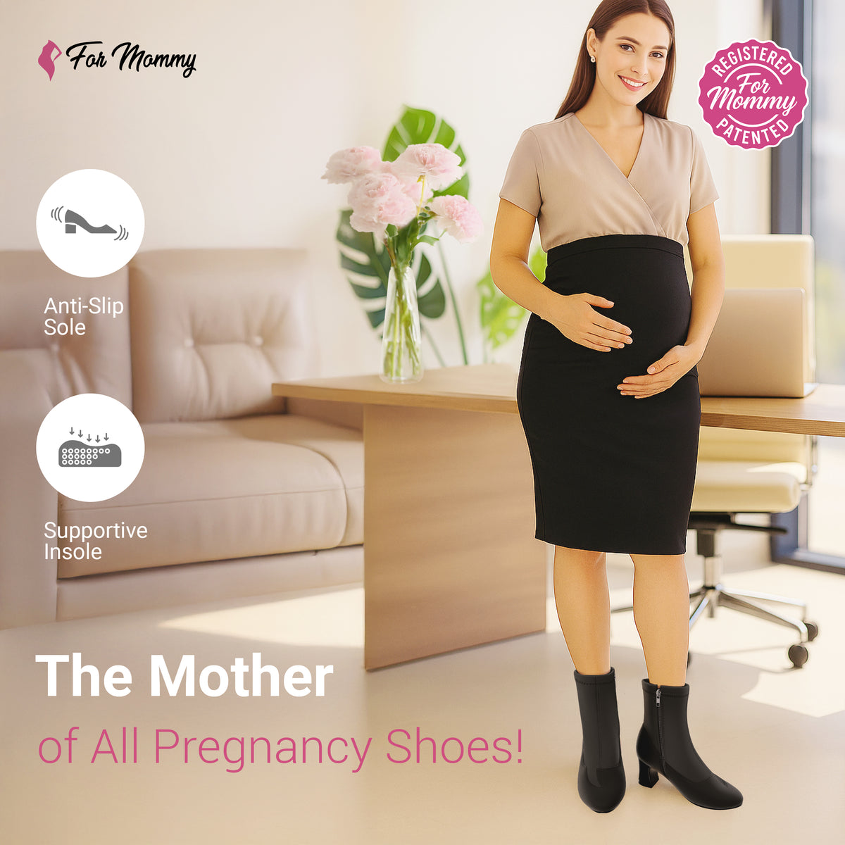 ForMommy Julia Velvet - Luxe Comfort Heel | Premium Velvet Pregnancy Boot