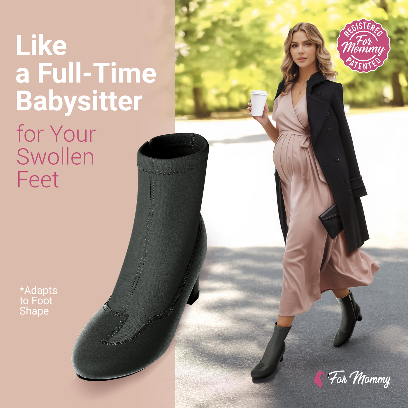 ForMommy Julia Velvet - Luxe Comfort Heel | Premium Velvet Pregnancy Boot