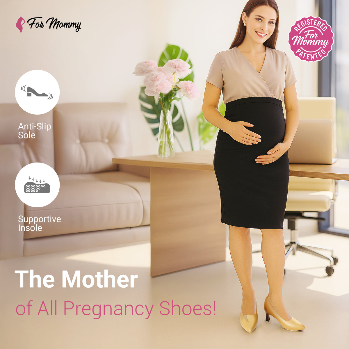 ForMommy Sol Camel - Breathable Comfort Shoe | Warm-Toned Pregnancy Footwear