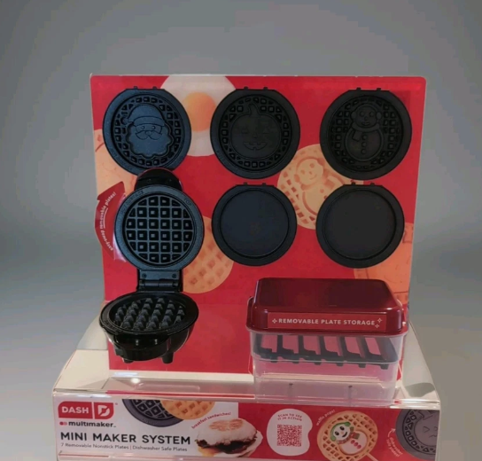 DASH Multimaker with 7 Removable Plates + Storage Box – Waffle Iron & Griddle with Festive Holiday Designs